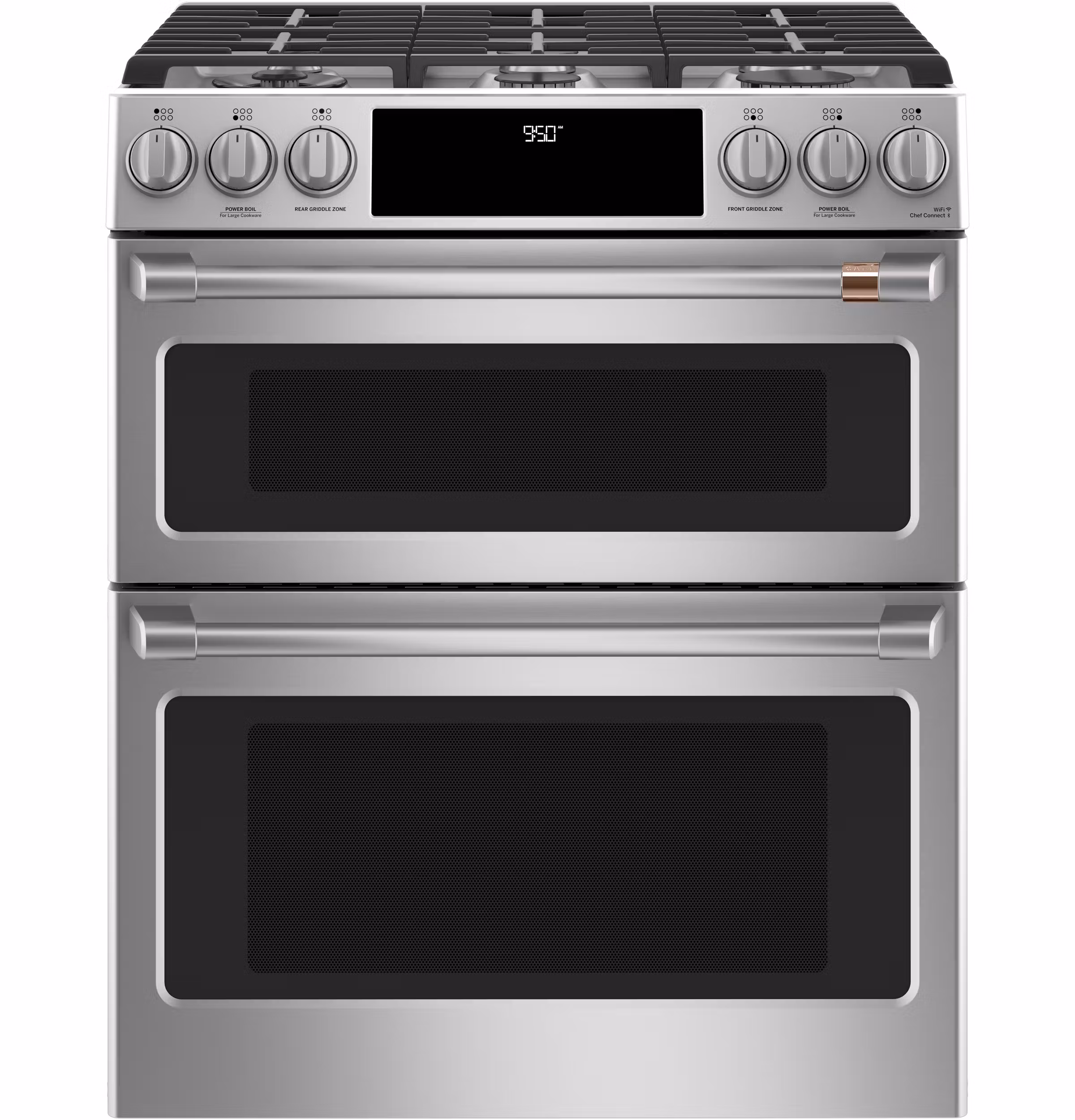 CAF(EBACK)(TM) 30" Smart Slide-In, Front-Control, Dual-Fuel, Double-Oven Range with Convection