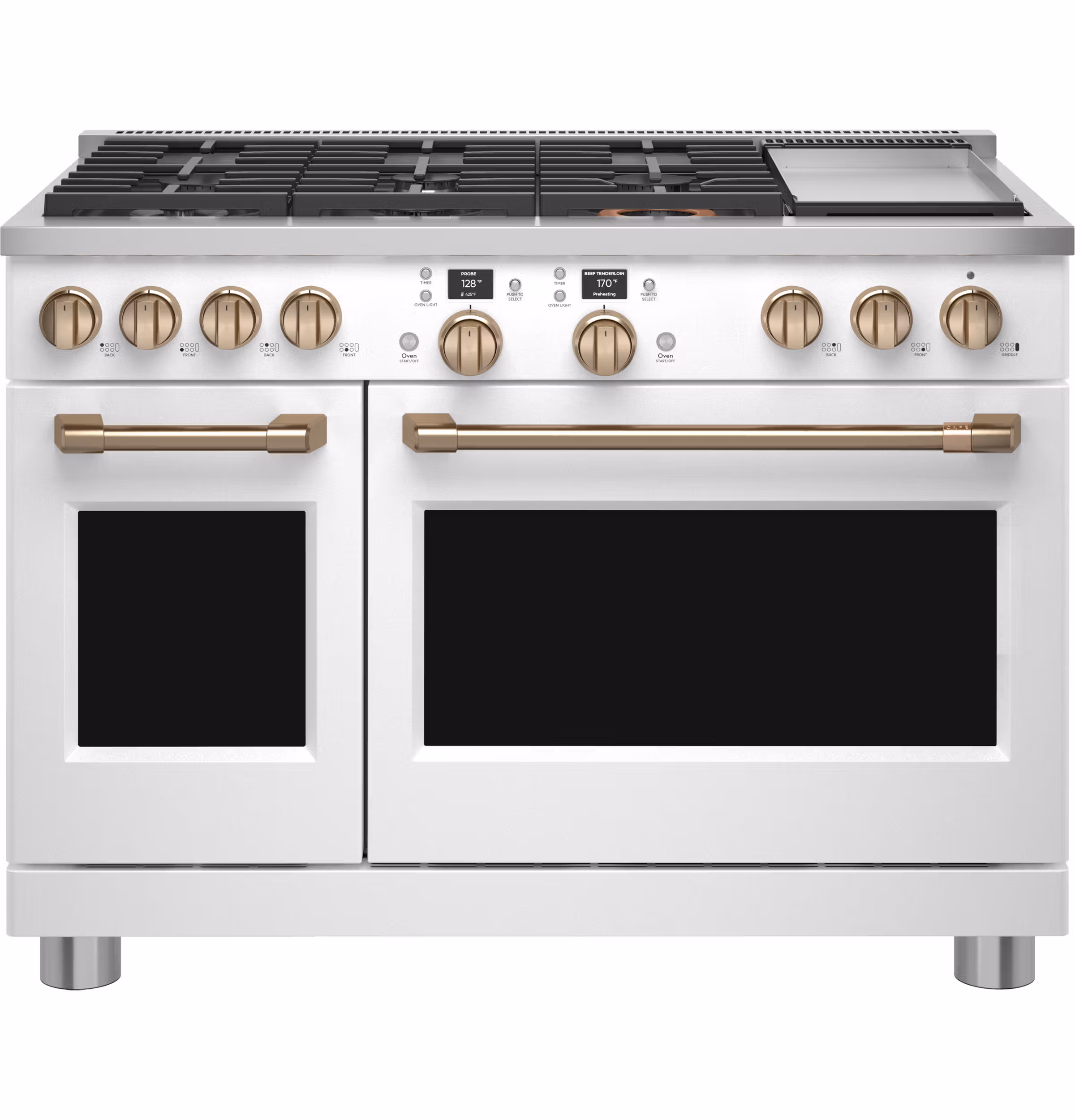 CAF(EBACK)(TM) 48" Smart Dual-Fuel Commercial-Style Range with 6 Burners and Griddle (Natural Gas)