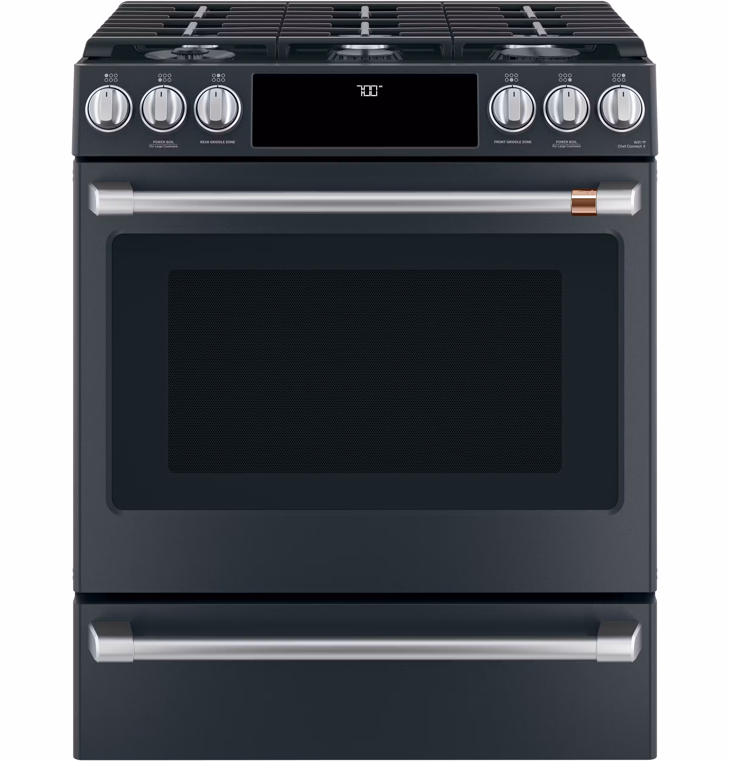 CAF(EBACK)(TM) 30" Smart Slide-In, Front-Control, Gas Range with Convection Oven