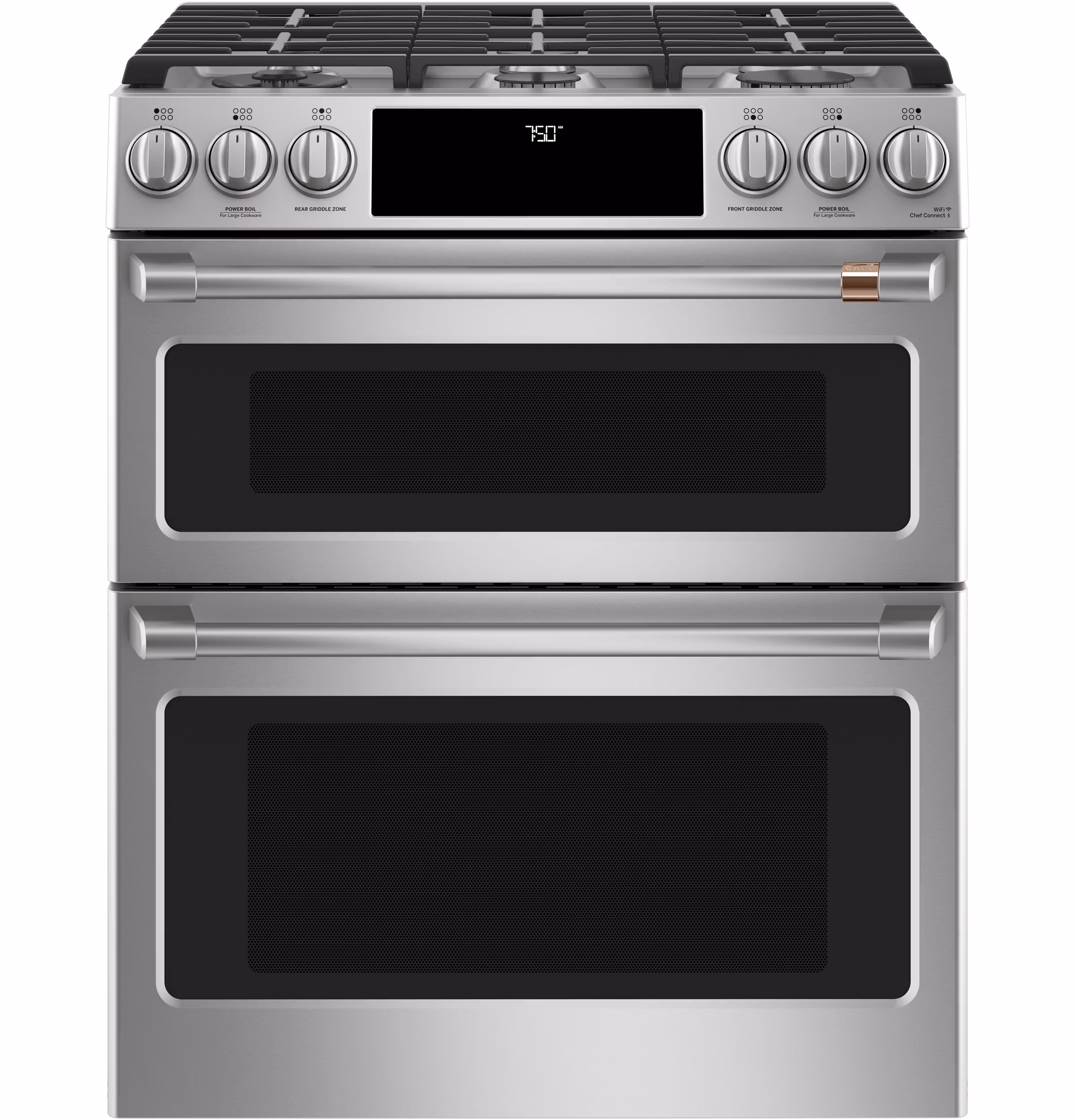 CAF(EBACK)(TM) 30" Smart Slide-In, Front-Control, Gas Double-Oven Range with Convection