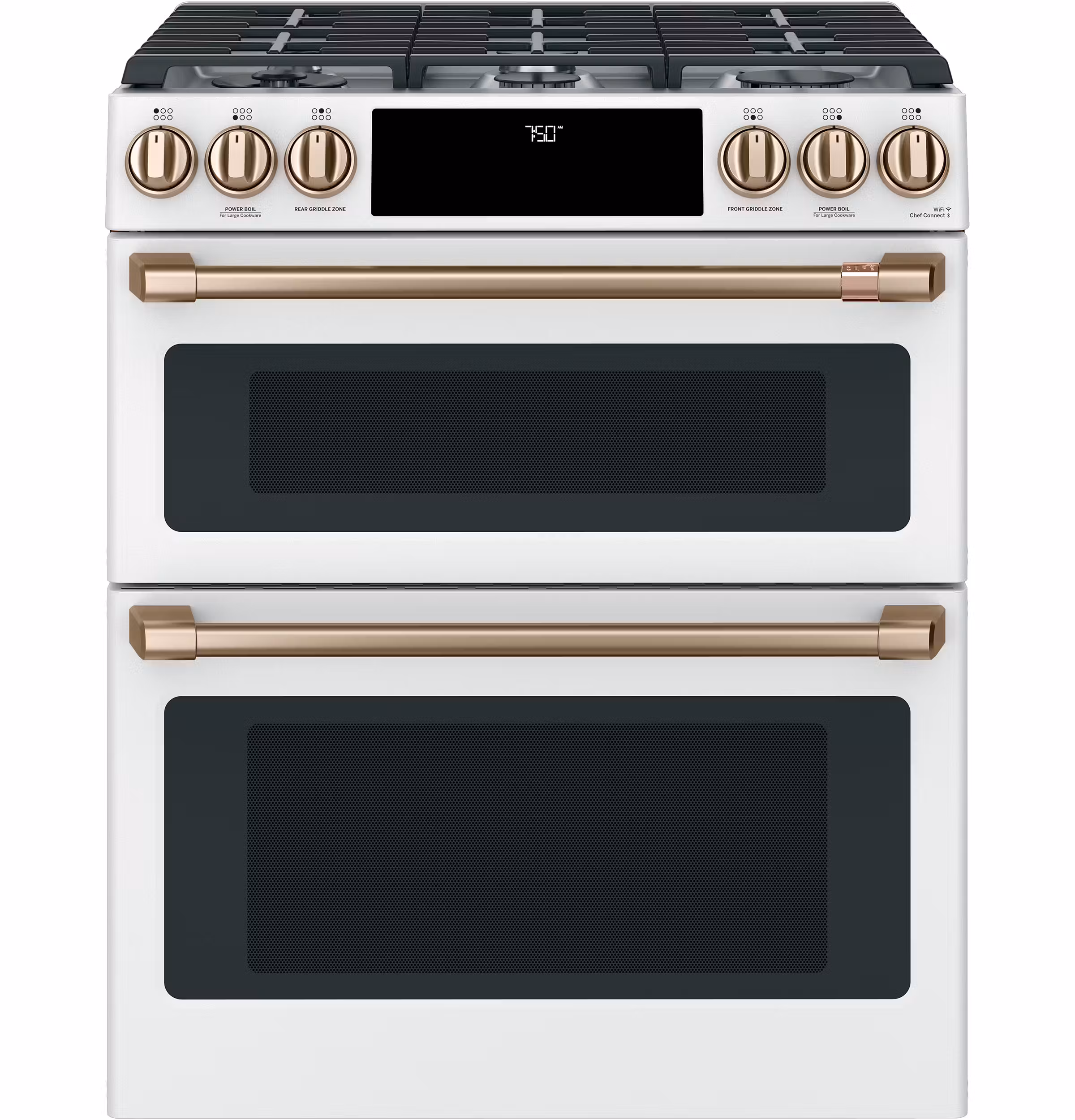 CAF(EBACK)(TM) 30" Smart Slide-In, Front-Control, Gas Double-Oven Range with Convection