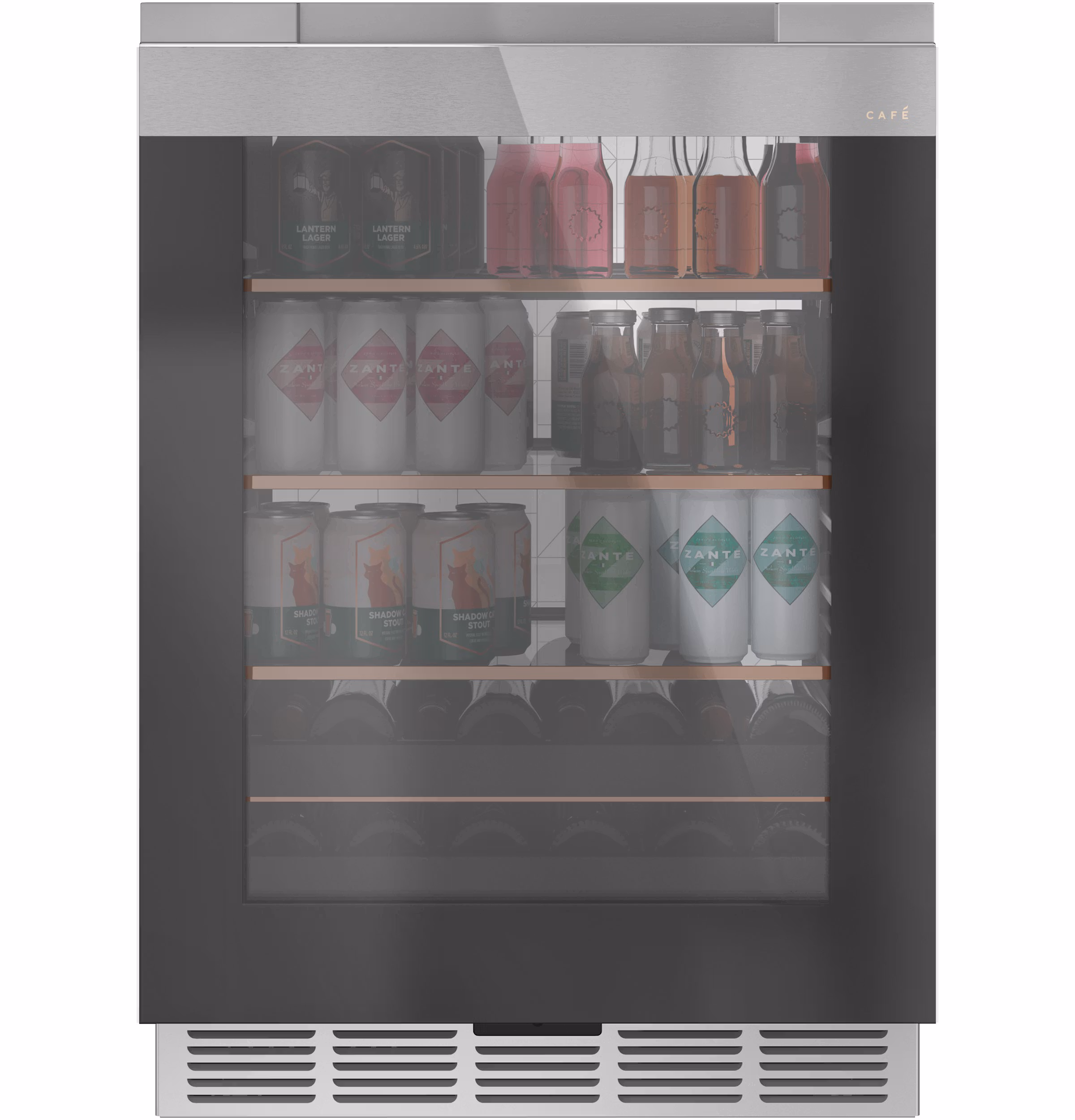 CAF(EBACK)(TM) Beverage Center in Platinum Glass