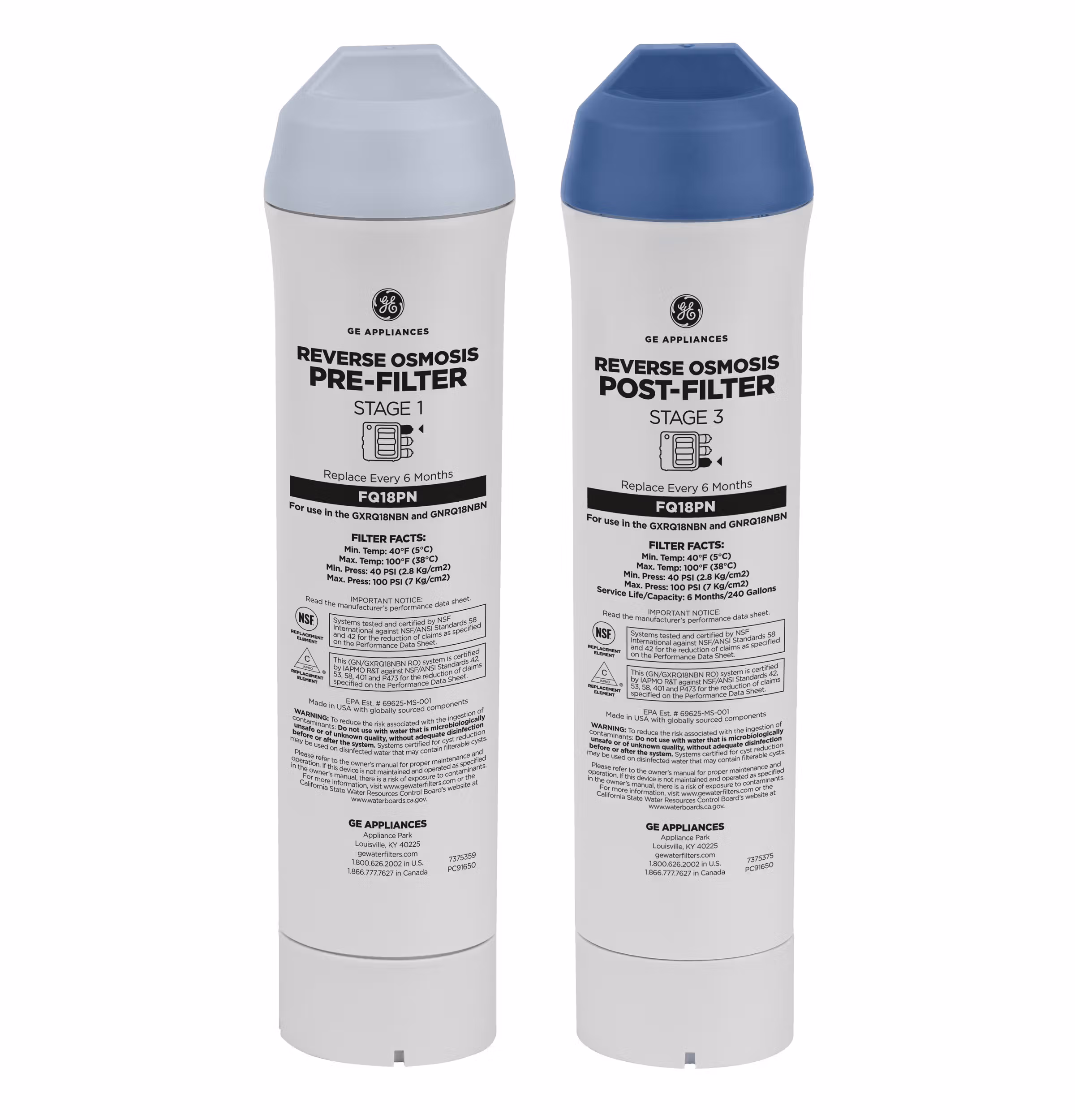 GE Reverse Osmosis Pre & Post Replacement Filter Set
