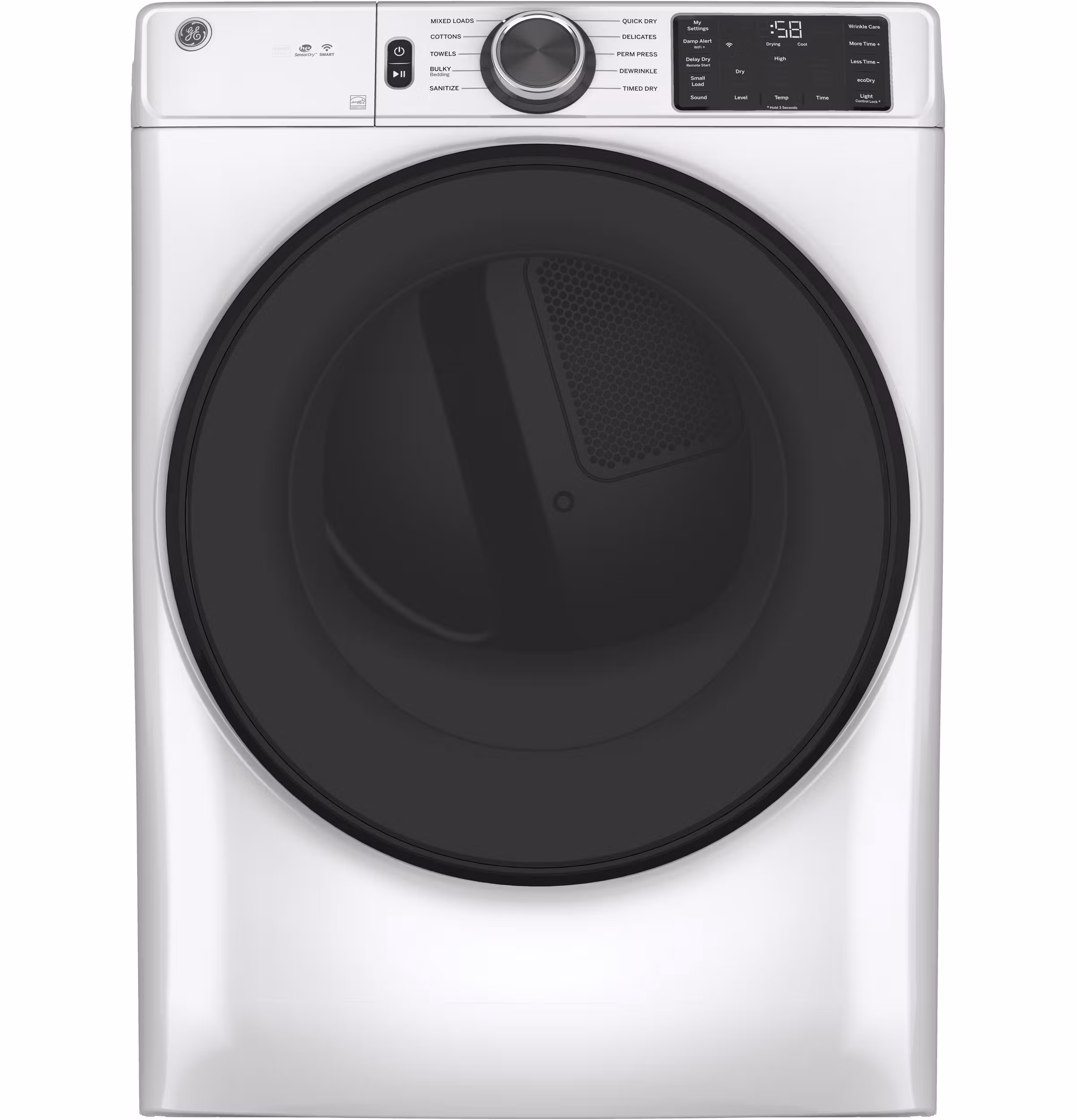 GE(R) ENERGY STAR(R) 7.8 cu. ft. Capacity Smart Front Load Electric Dryer with Sanitize Cycle