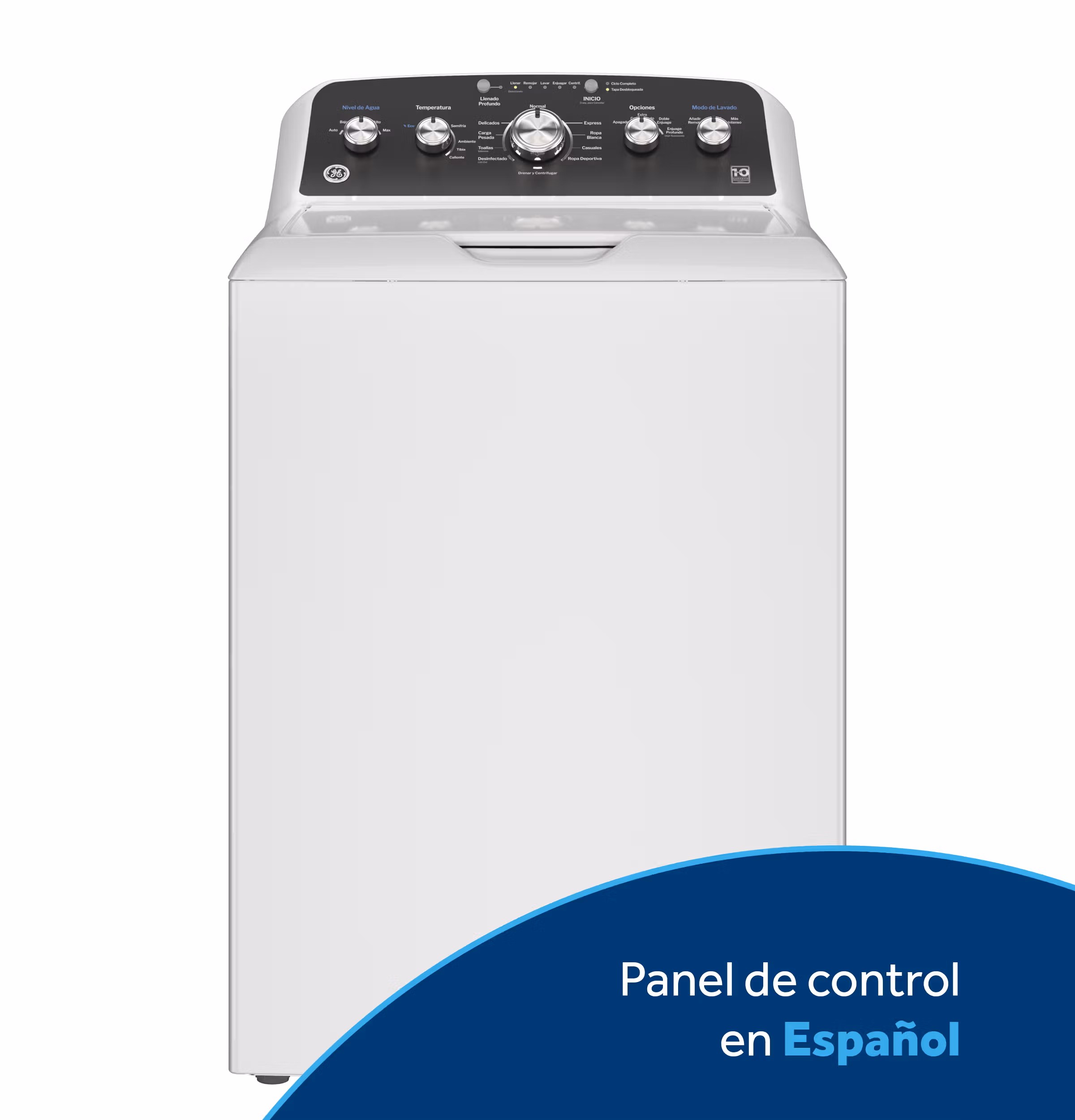GE 4.5 Cu. Ft. Capacity Top Load Washer with Spanish Panel and Wash Modes