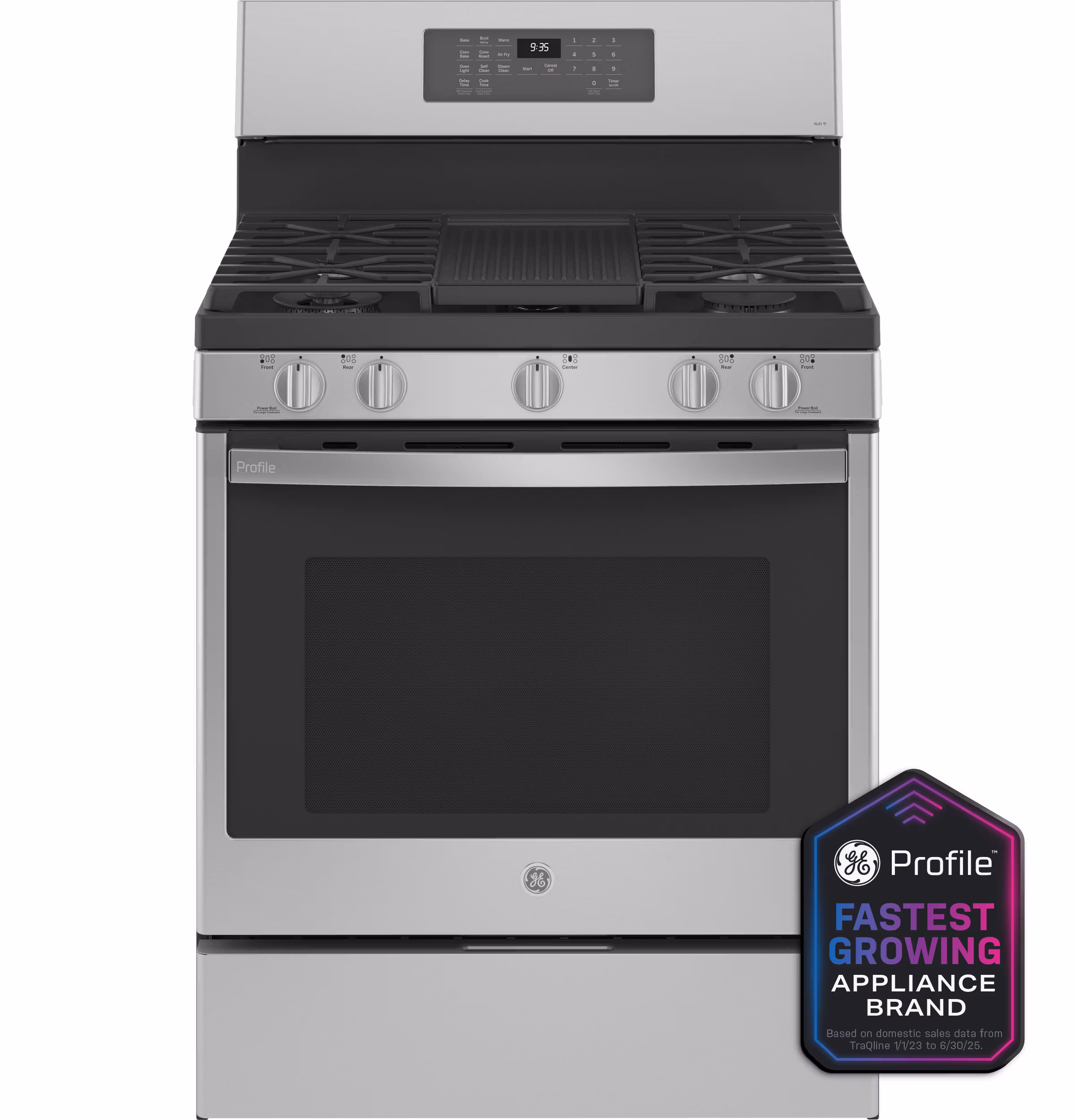 GE Profile™ Smart 30" Free-Standing Self Clean Gas Fingerprint Resistant Range with No Preheat Air Fry
