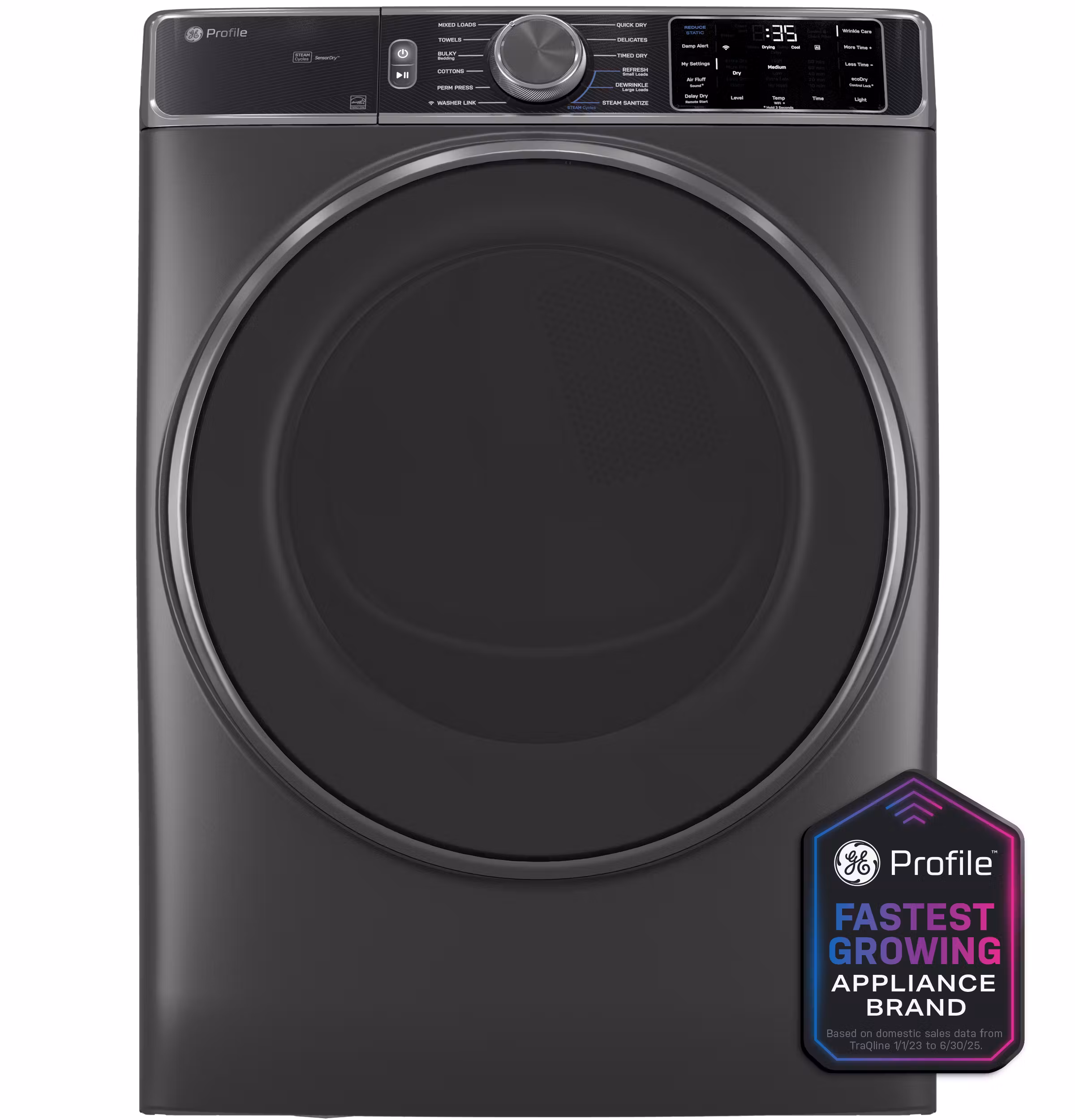 GE Profile(TM) ENERGY STAR(R) 7.8 cu. ft. Capacity Smart Front Load Gas Dryer with Steam and Sanitize Cycle