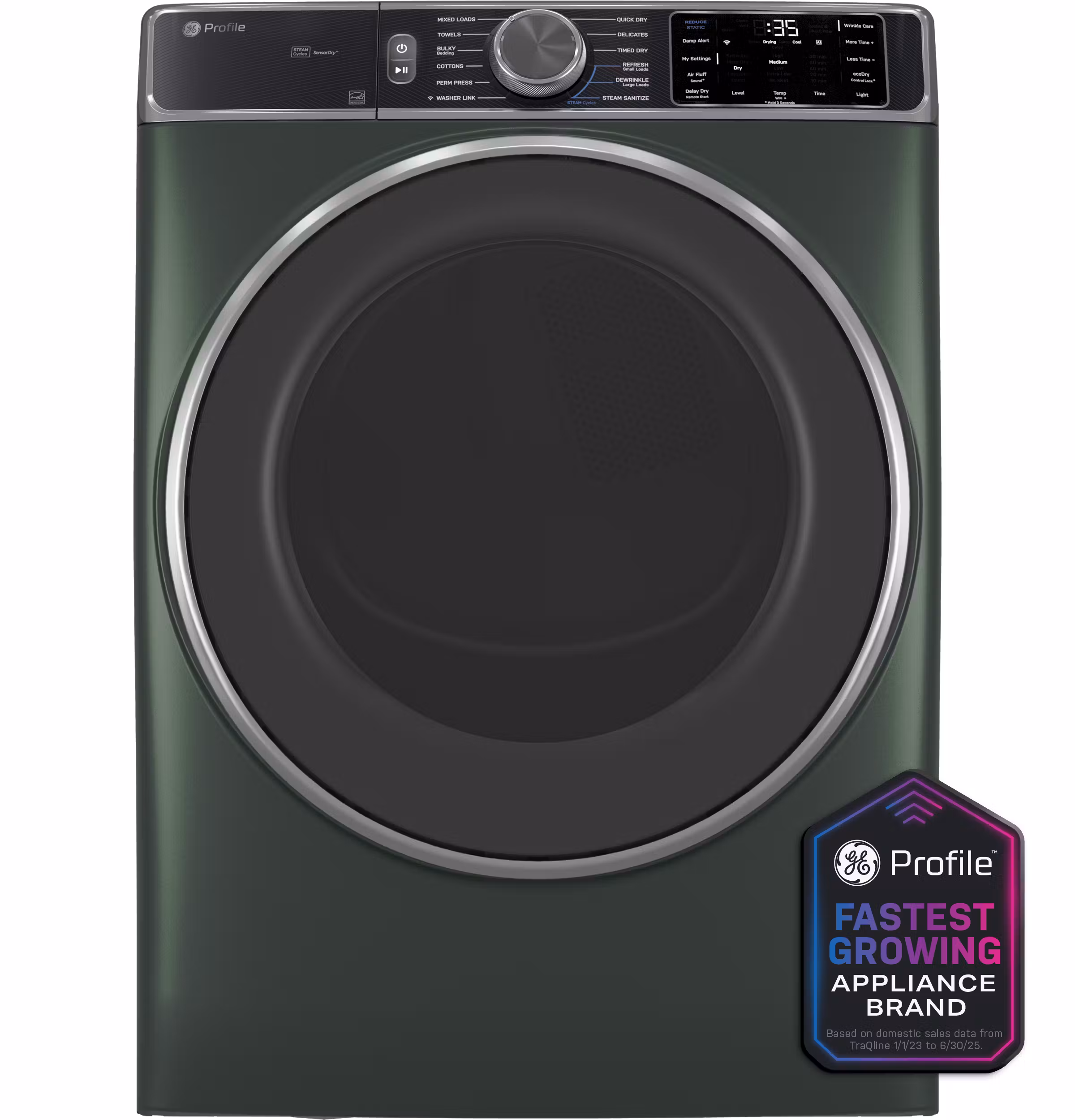 GE Profile(TM) ENERGY STAR(R) 7.8 cu. ft. Capacity Smart Front Load Gas Dryer with Steam and Sanitize Cycle