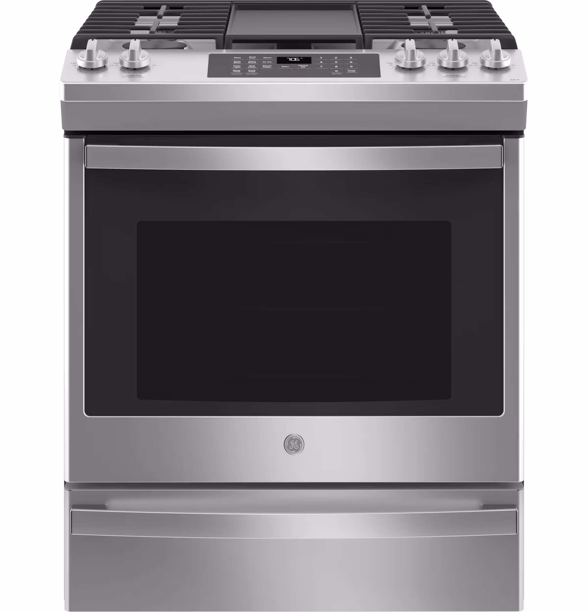 GE(R) 30" Slide-In Front-Control Convection Gas Range with No Preheat Air Fry