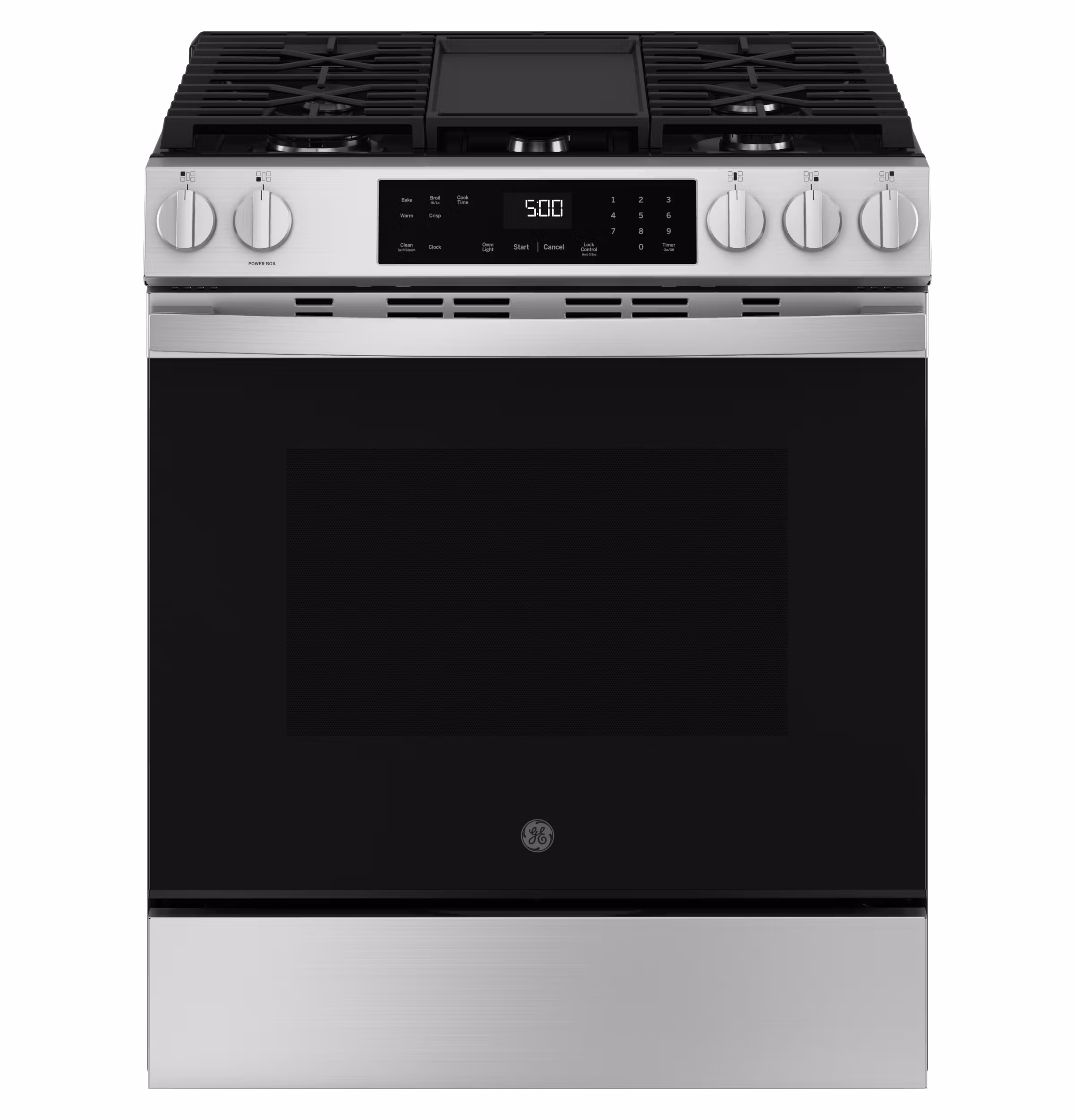 GE 30" Slide-In Front-Control Gas Range with Crisp Mode