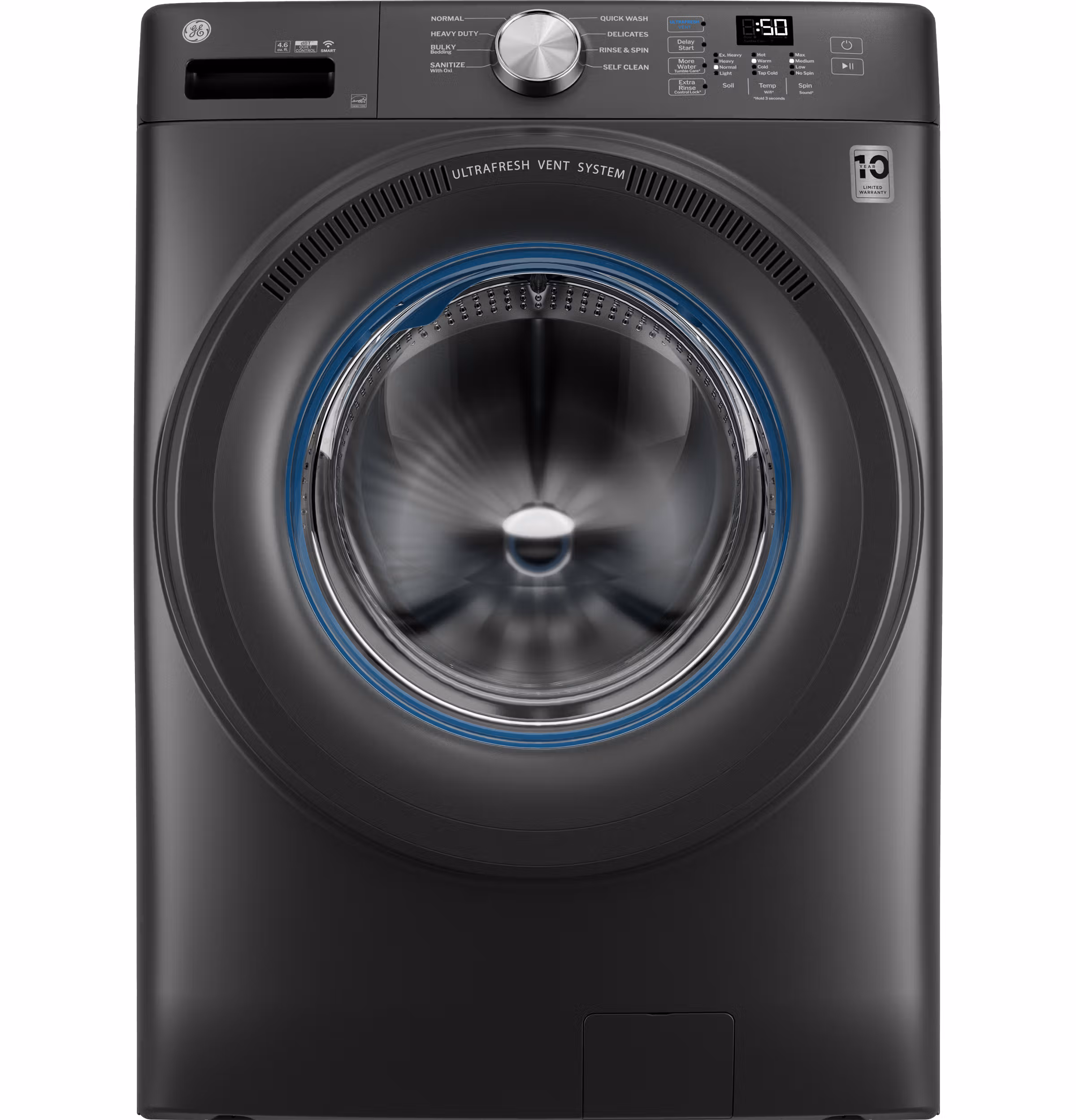 GE(R) ENERGY STAR(R) 4.6 cu. ft. Capacity Smart Front Load Washer with UltraFresh Vent System with OdorBlock(TM)