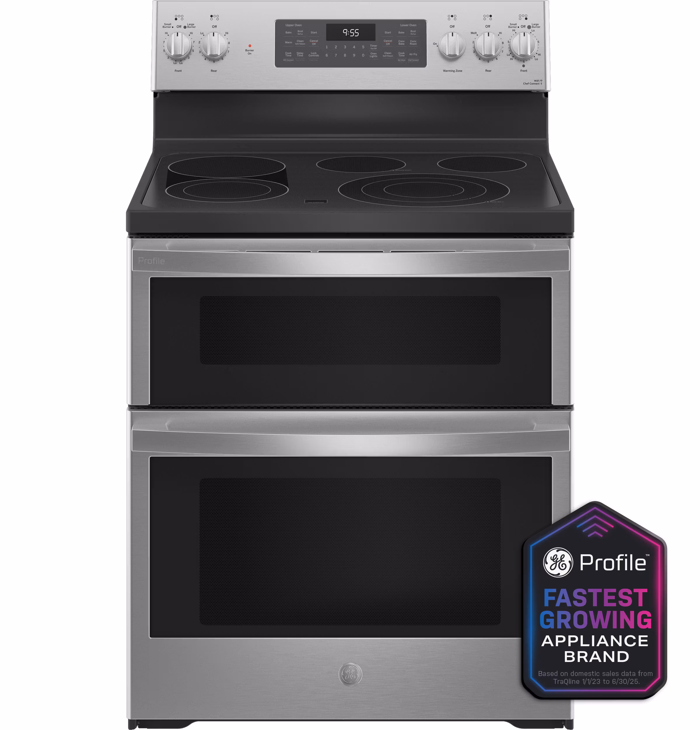 GE Profile™ 30" Smart Free-Standing Electric Double Oven Convection Range with No Preheat Air Fry