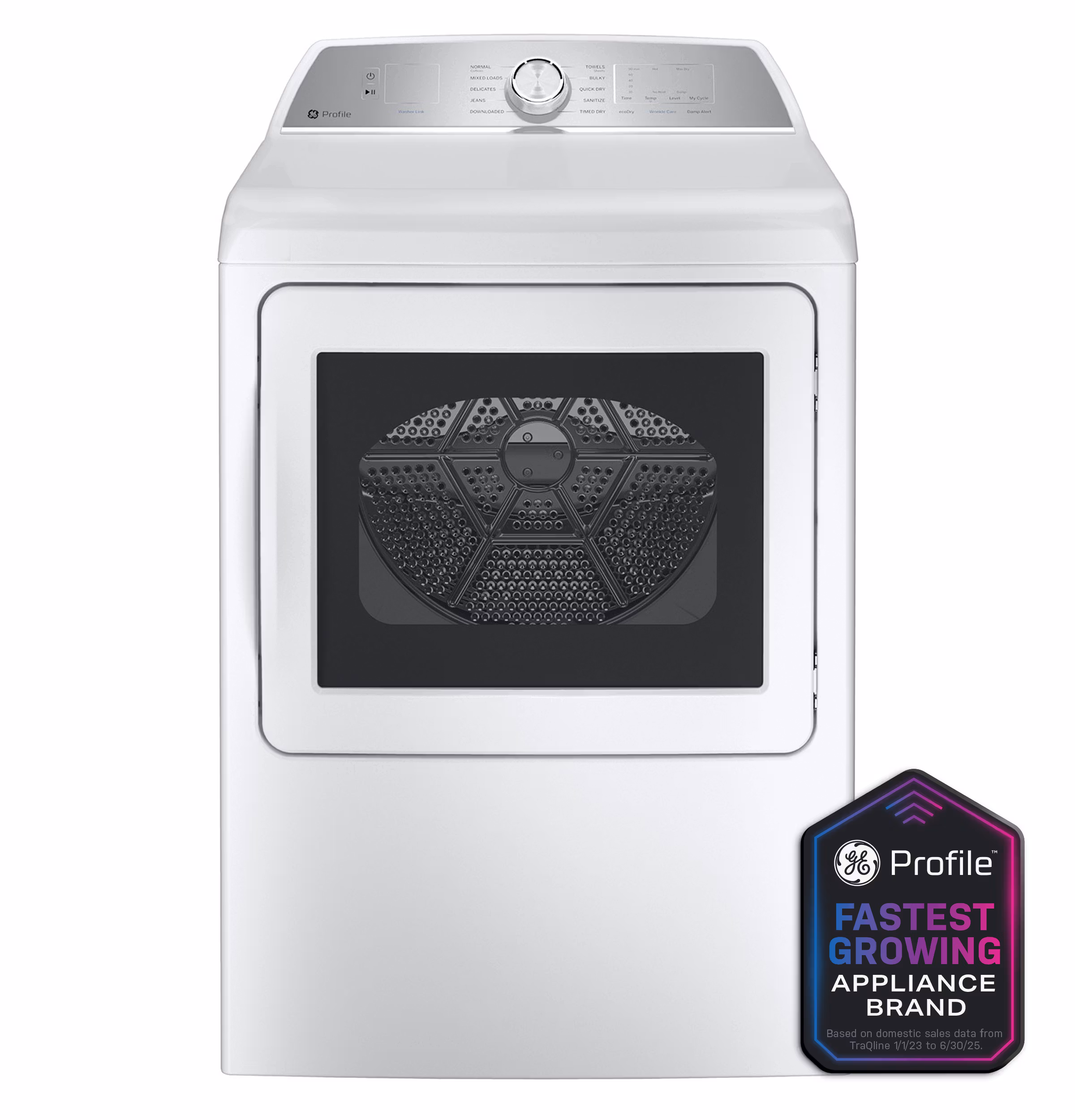GE Profile(TM) ENERGY STAR(R) 7.4 cu. ft. Capacity aluminized alloy drum Gas Dryer with Sanitize Cycle and Sensor Dry