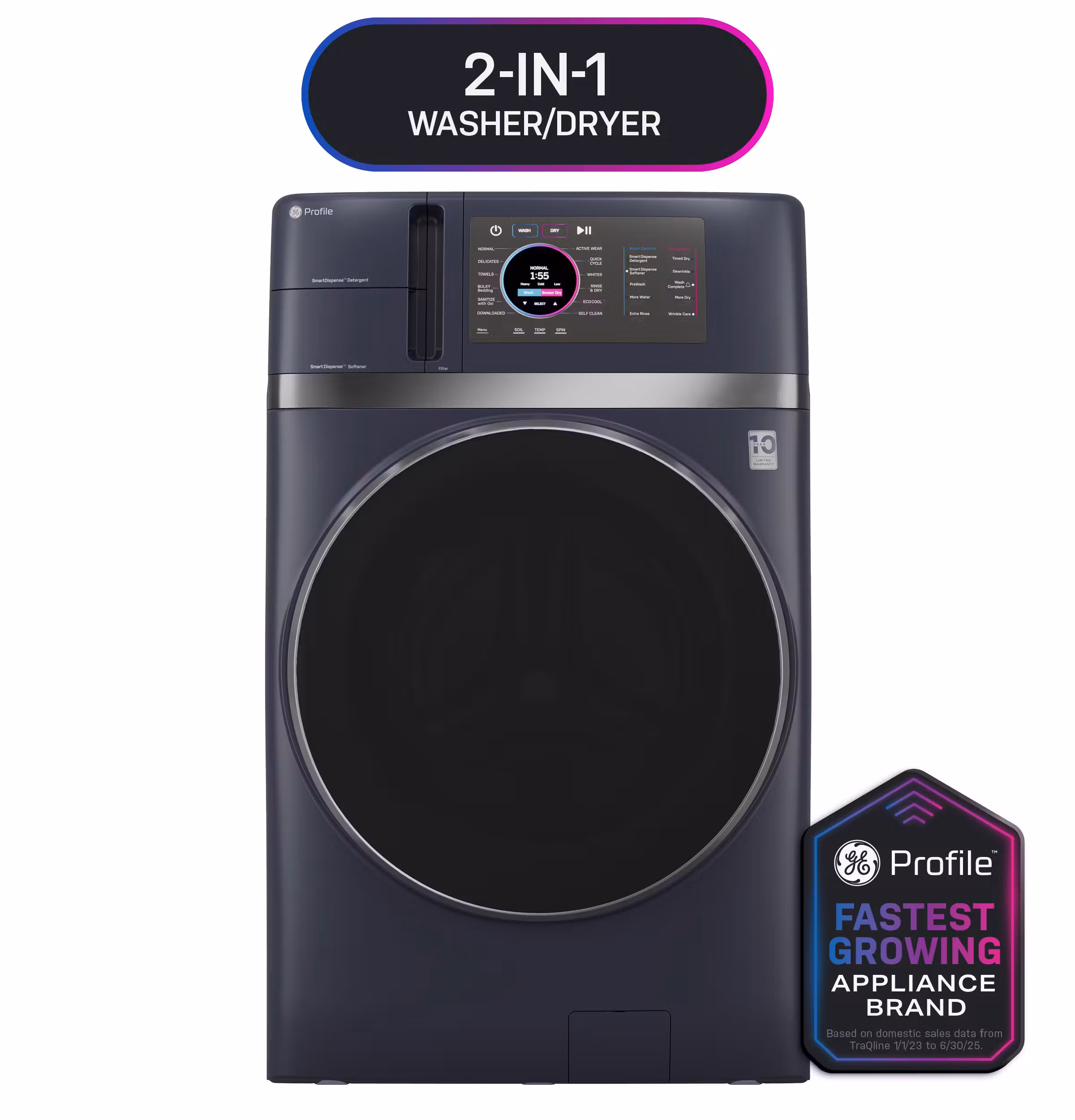 GE Profile(TM) ENERGY STAR(R) 4.8 cu. ft. Capacity UltraFast Combo with Ventless Inverter Heat Pump Technology Washer/Dryer