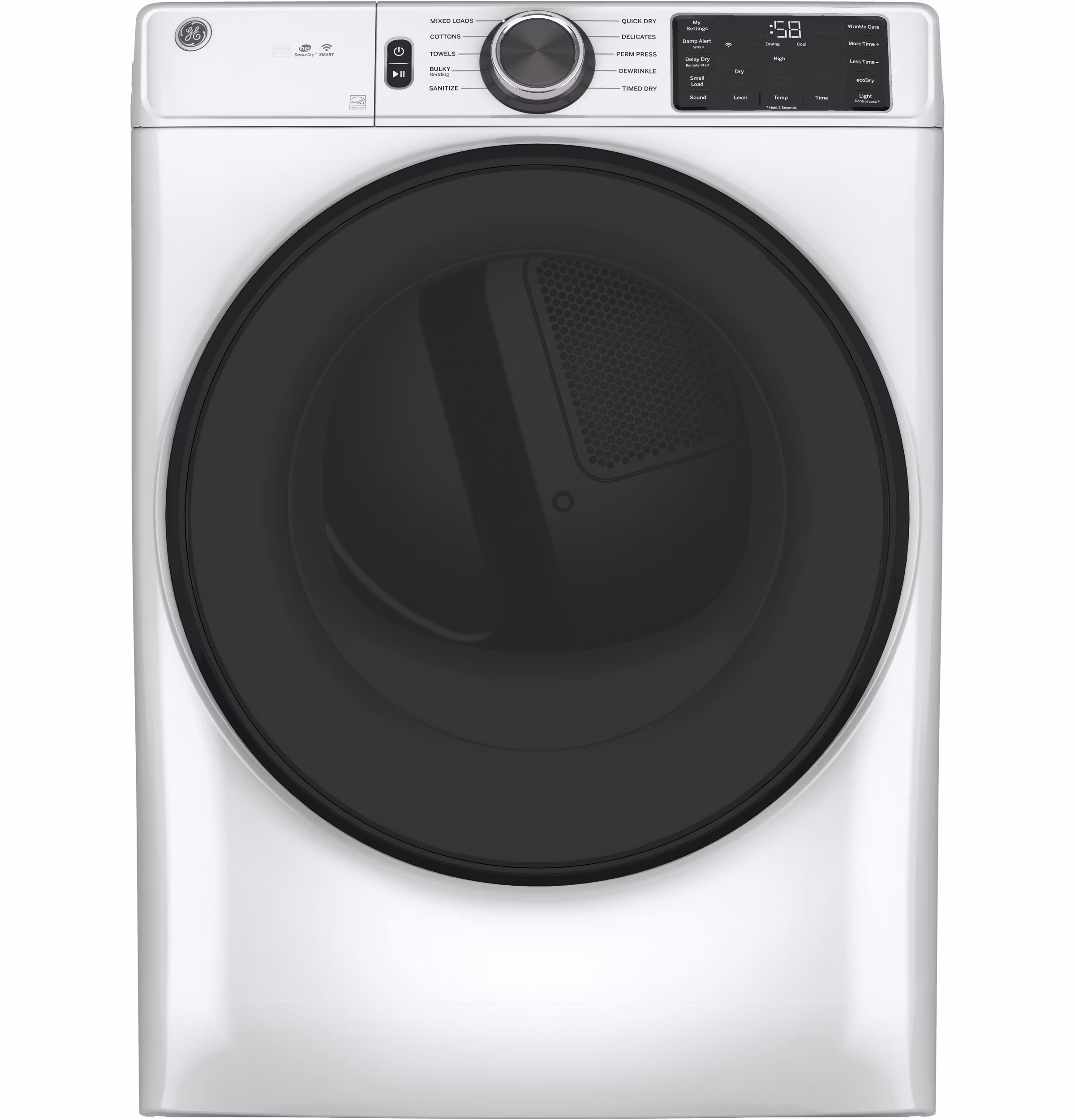 GE(R) ENERGY STAR(R) 7.8 cu. ft. Capacity Smart Front Load Gas Dryer with Sanitize Cycle