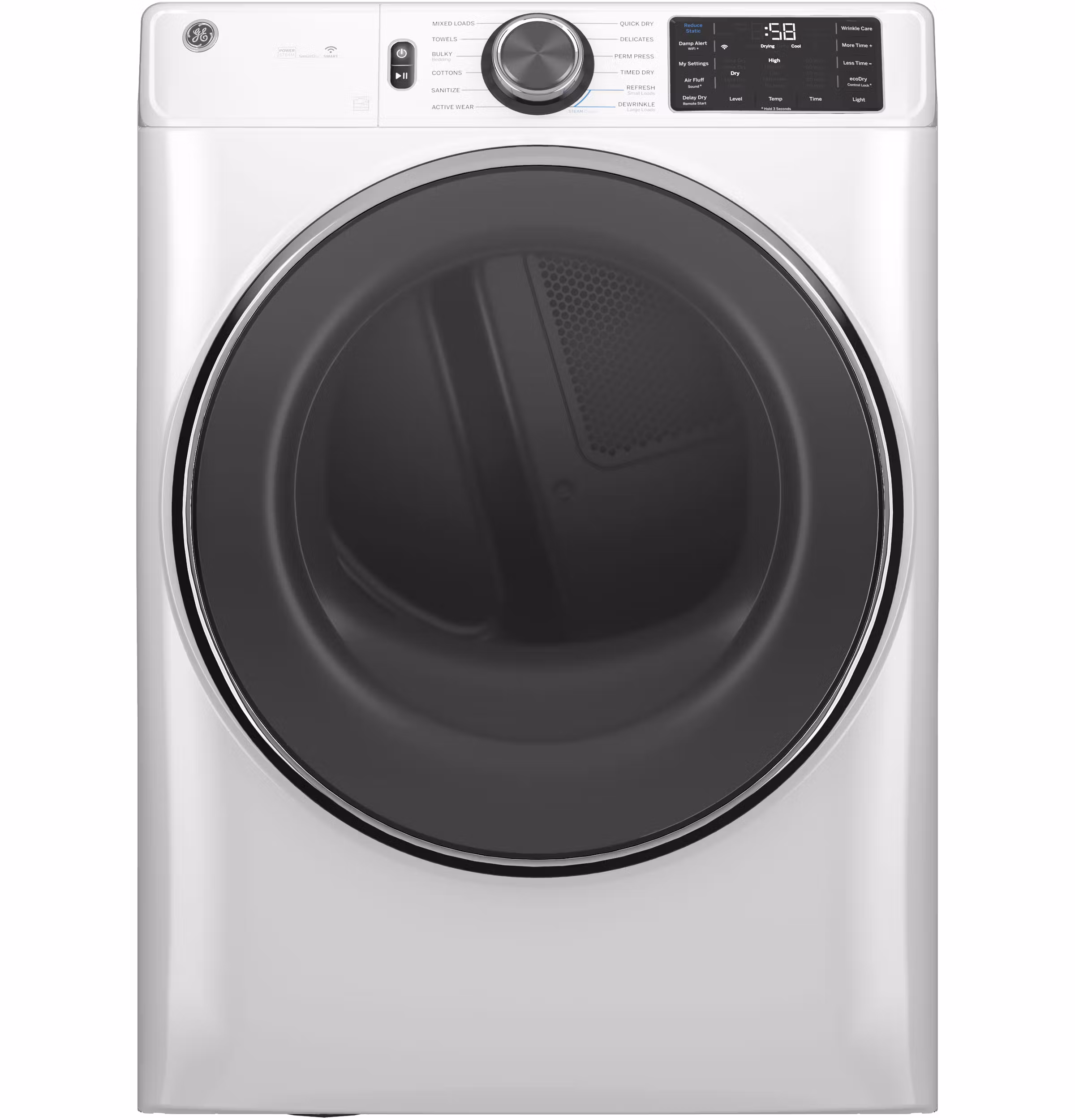 GE(R) ENERGY STAR(R) 7.8 cu. ft. Capacity Smart Front Load Electric Dryer with Steam and Sanitize Cycle