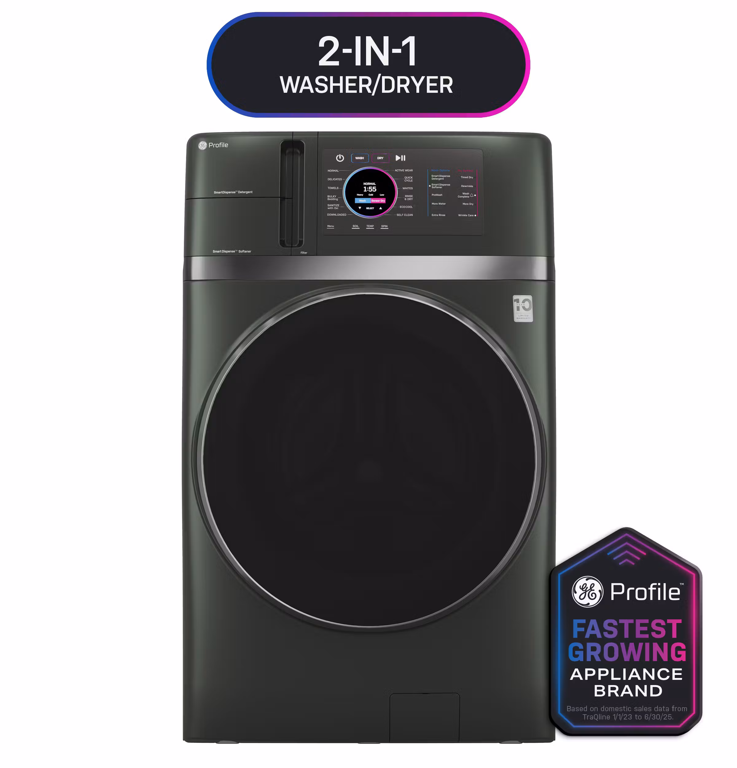 GE Profile(TM) ENERGY STAR(R) 4.8 cu. ft. Capacity UltraFast Combo with Ventless Inverter Heat Pump Technology Washer/Dryer