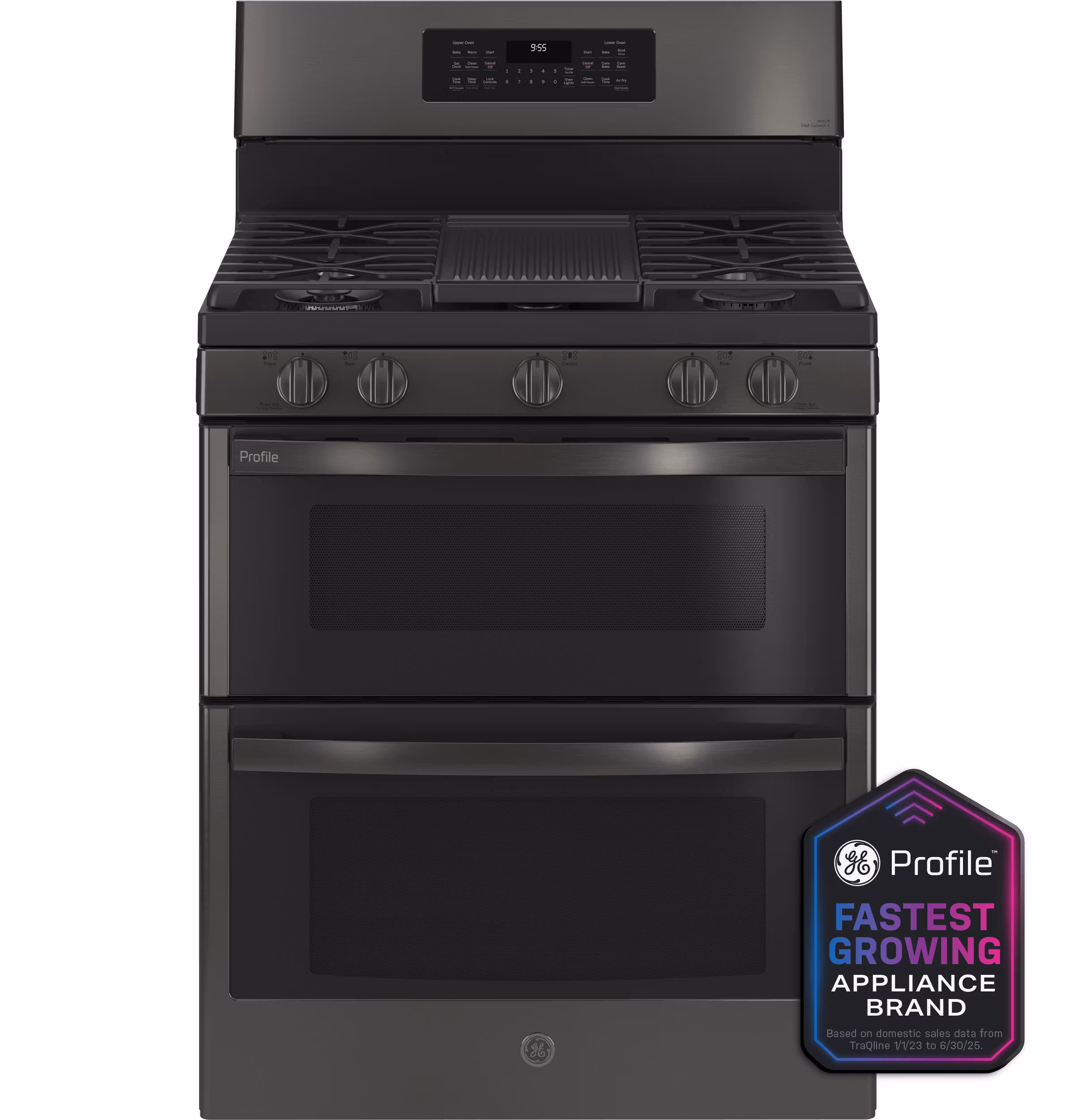 GE Profile™ 30" Free-Standing Gas Double Oven Convection Range with No Preheat Air Fry