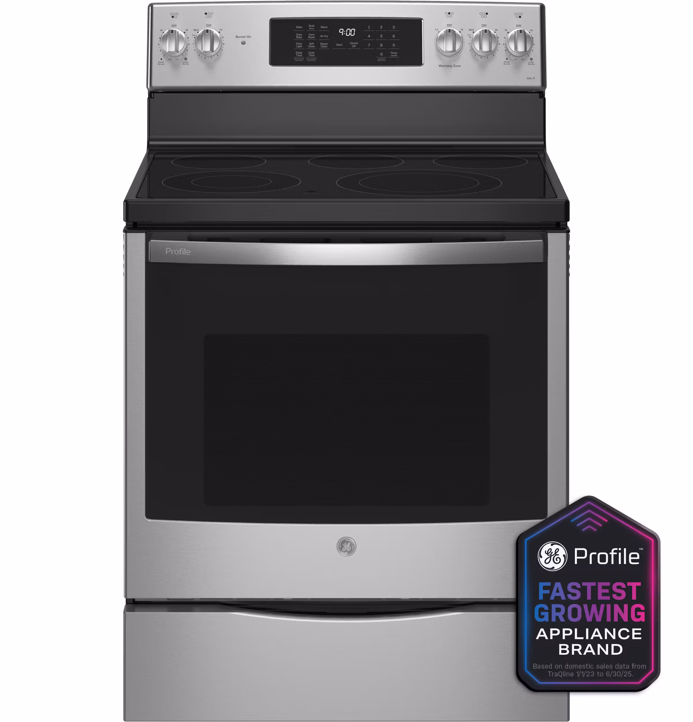 GE Profile™ ENERGY STAR® 30" Smart Free-Standing Electric Convection Fingerprint Resistant Range with No Preheat Air Fry