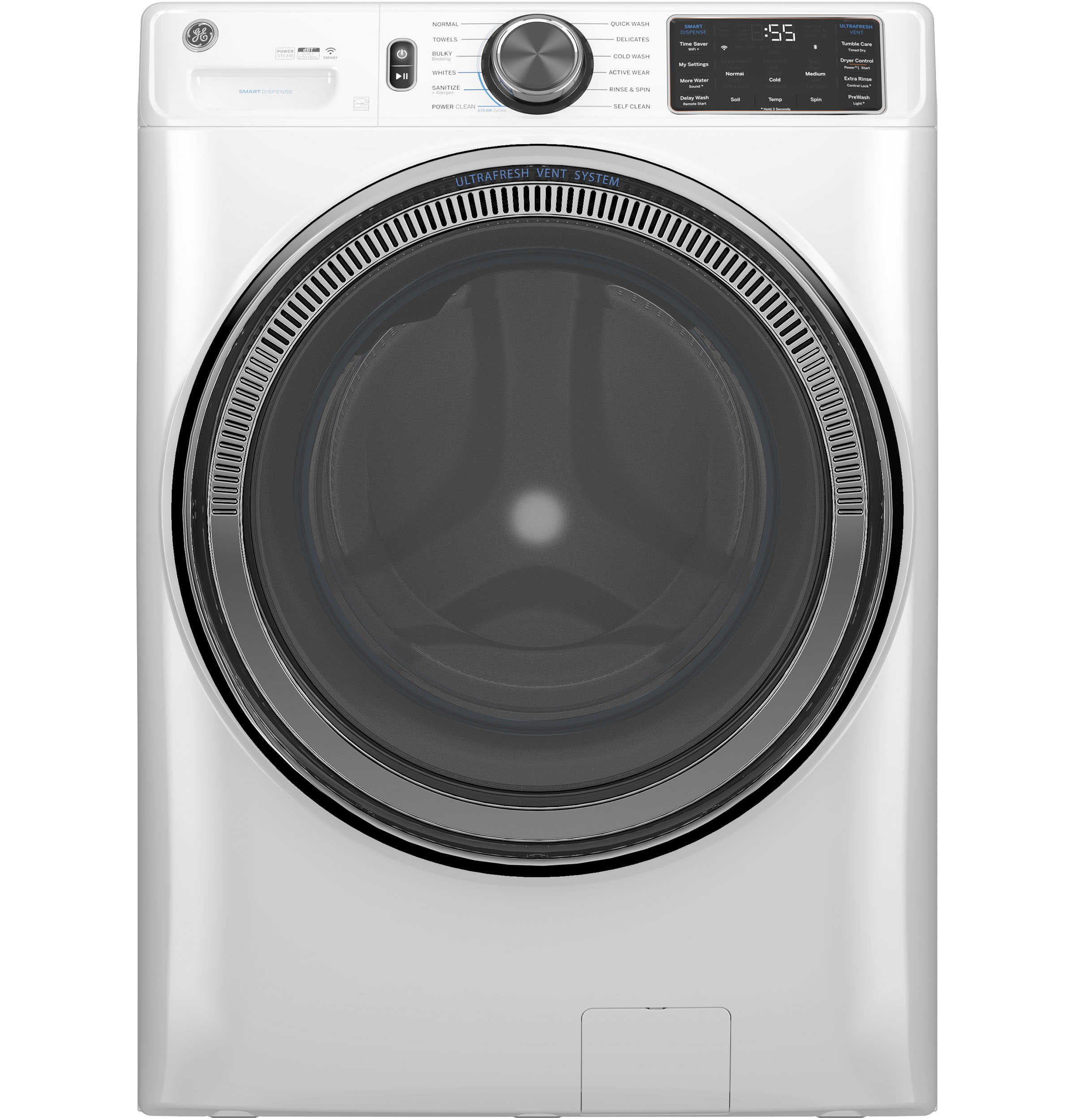 GE(R) ENERGY STAR(R) 5.0 cu. ft. Capacity Smart Front Load Steam Washer with SmartDispense(TM) UltraFresh Vent System with OdorBlock(TM) and Steam