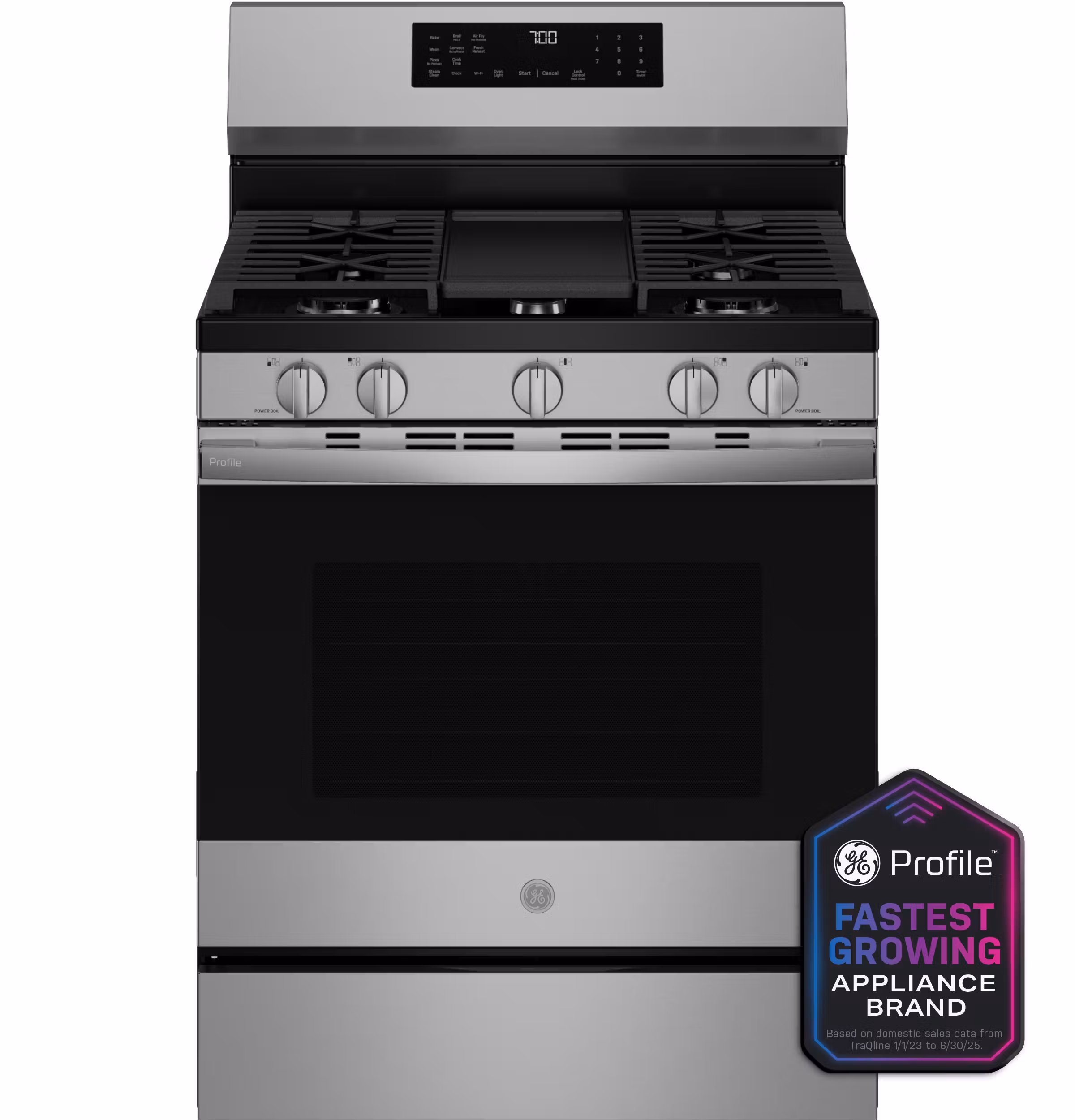 GE Profile(TM) 30" Smart Free-Standing Gas Convection Range with No Preheat Air Fry and EasyWash(TM) Oven Tray