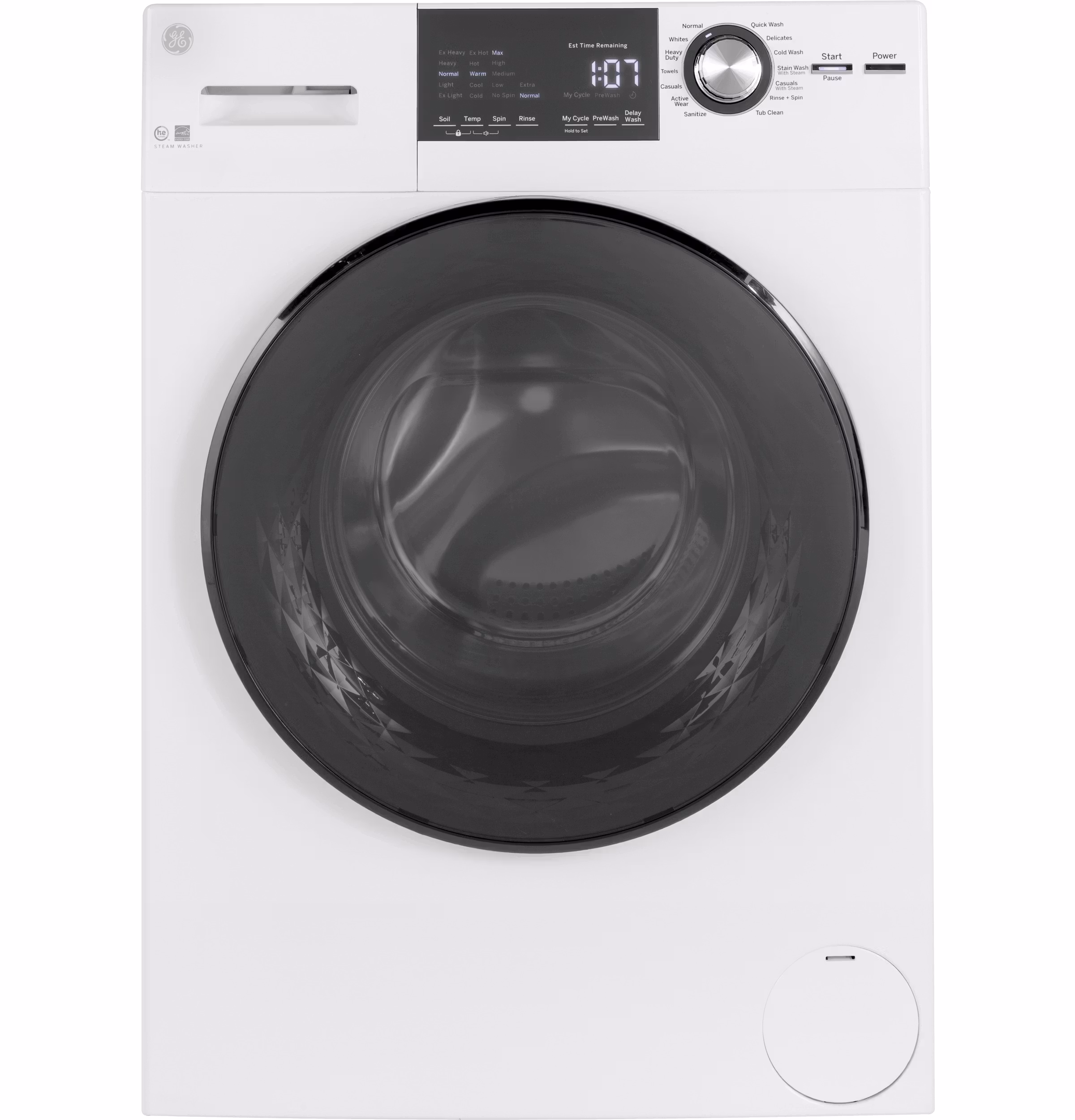 GE(R) ENERGY STAR(R) 24" 2.4 Cu. Ft. Front Load Washer with Steam
